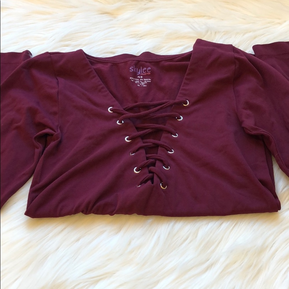 Burgundy Stretchy Long-Sleeve